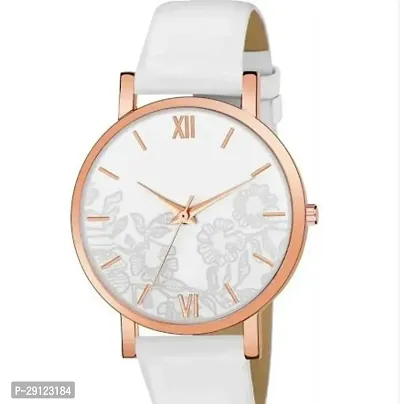 Stylish White Synthetic Leather Analog Watch For Women-thumb0