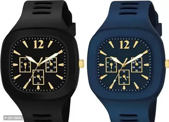 Stylish Multicoloured Silicone Analog Watches Combo For Men Pack Of 2