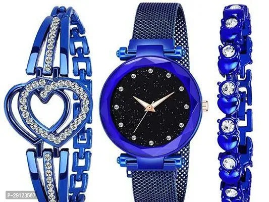 Stylish Blue Alloy Analog Watch With Bracelet For Women-thumb0