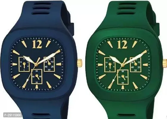 Stylish Multicoloured Analog Silicone Watches Combo For Men Pack Of 2