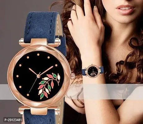 Stylish Blue Synthetic Leather Analog Watch For Women-thumb0