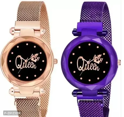 Stylish Multicoloured Metal Analog Watches For Women Pack Of 2