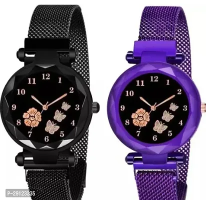 Stylish Multicoloured Metal Analog Watches For Women Pack Of 2