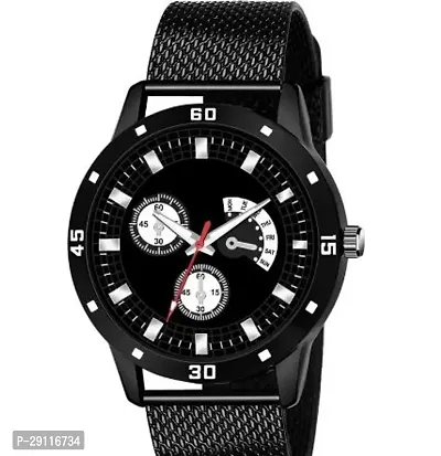 Stylish Black Silicone Analog Watch For Men-thumb0