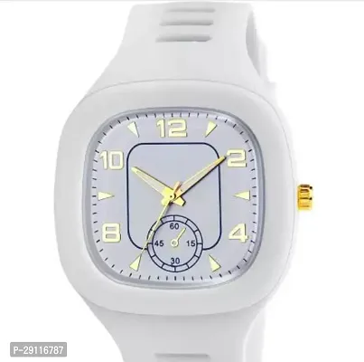 Stylish White Rubber Analog Watch For Men