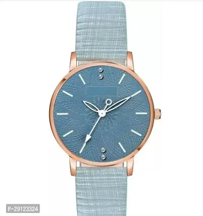 Stylish Blue Synthetic Leather Analog Watch For Women-thumb0