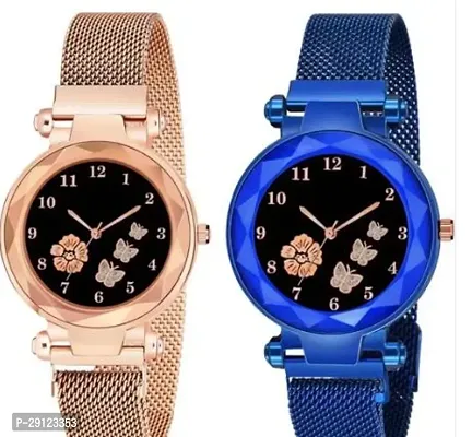 Stylish Multicoloured Metal Analog Watches For Women Pack Of 2