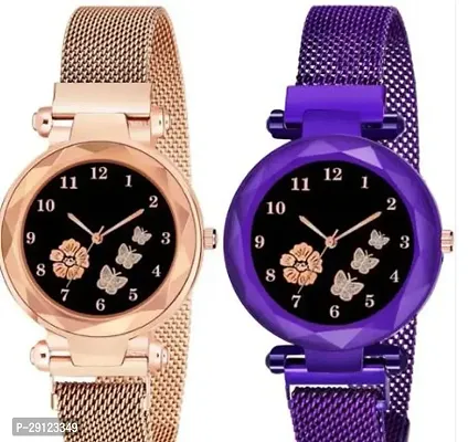 Stylish Multicoloured Metal Analog Watches For Women Pack Of 2