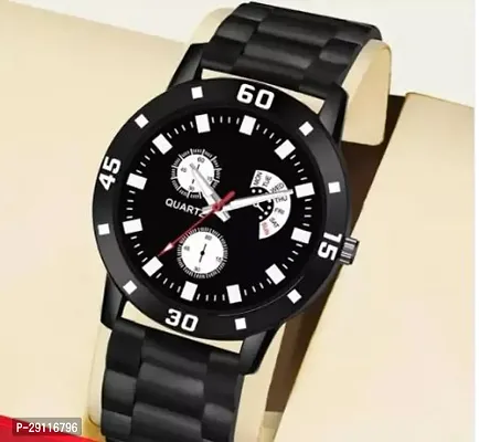 Stylish Black Silicone Analog Watch For Men-thumb0