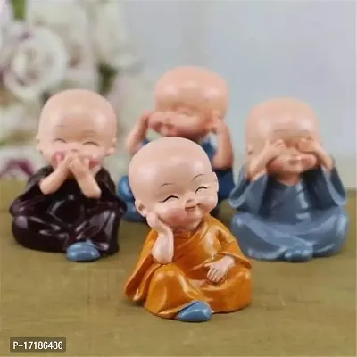 Handcrafted Little Laughing Buddha Monk Sculpture Showpiece for Home D?cor and Office Multicolor-thumb4