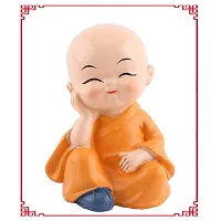 Sanpyl Four Little Monks Figurines, Chinese Style Cute Resin Smile Monks Crafts Ornament for Home Desk Decora Gift Idea-thumb2