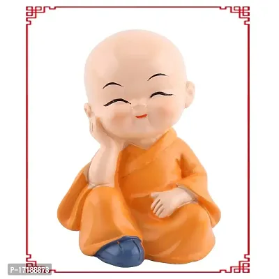 Sanpyl Four Little Monks Figurines, Chinese Style Cute Resin Smile Monks Crafts Ornament for Home Desk Decora Gift Idea-thumb3