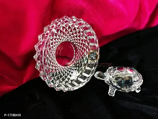 Dhurav Creation Crystal Tortoise with Plate for Good Luck Feng Shui Tortoise Perfect Best Gift for Your Love One