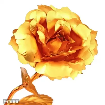 Dhurav Creation Beautiful Artificial Gold Rose Flower Idol for Your Love One-thumb3