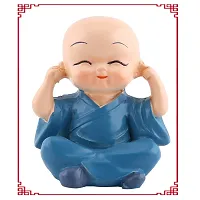 Sanpyl Four Little Monks Figurines, Chinese Style Cute Resin Smile Monks Crafts Ornament for Home Desk Decora Gift Idea-thumb4