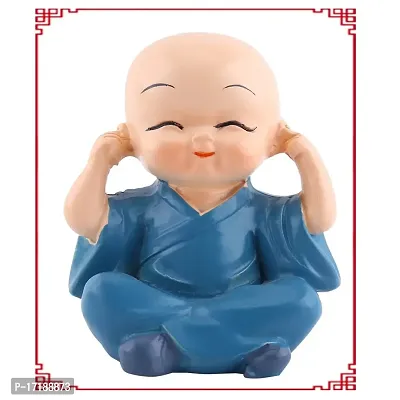 Sanpyl Four Little Monks Figurines, Chinese Style Cute Resin Smile Monks Crafts Ornament for Home Desk Decora Gift Idea-thumb5