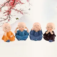 Sanpyl Four Little Monks Figurines, Chinese Style Cute Resin Smile Monks Crafts Ornament for Home Desk Decora Gift Idea-thumb1