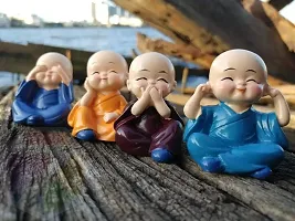 Dhurav Creation Baby Monk Buddha Set of 4 Statue for Home, Office, Car Dashboard Perfect Decor Decorative Showpiece Item-thumb3