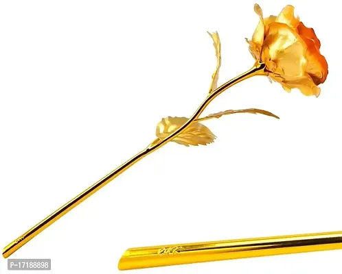 Dhurav Creation Beautiful Artificial Gold Rose Flower Idol for Your Love One