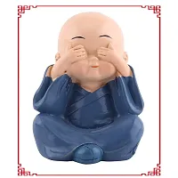 Sanpyl Four Little Monks Figurines, Chinese Style Cute Resin Smile Monks Crafts Ornament for Home Desk Decora Gift Idea-thumb3