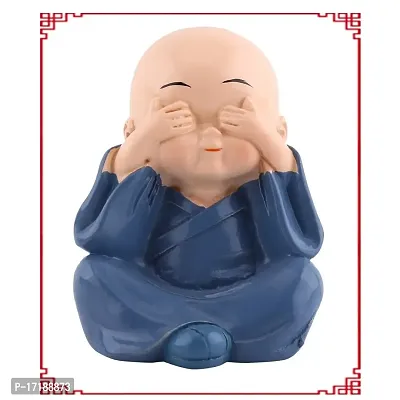 Sanpyl Four Little Monks Figurines, Chinese Style Cute Resin Smile Monks Crafts Ornament for Home Desk Decora Gift Idea-thumb4