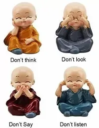 Dhurav Creation Baby Monk Buddha Set of 4 Statue for Home, Office, Car Dashboard Perfect Decor Decorative Showpiece Item-thumb2