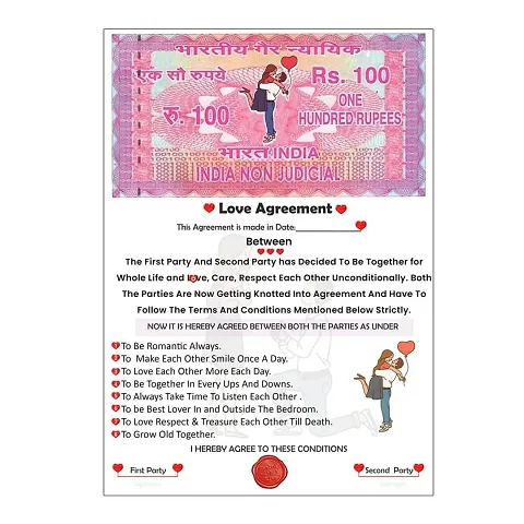 Dhurav Creation Agreement Certificate/Love Contract Agreement For husband, Wife, Special Friend, Wedding, Anniversary, Birthday, Valentine's Day Gift