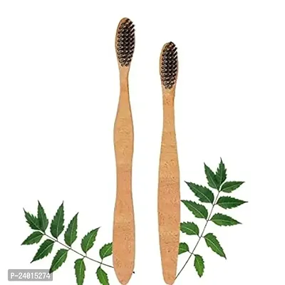 Organic Neem Tooth Brush, Wooden Toothbrush For Adult And Kids(Pack Of 2)-thumb0