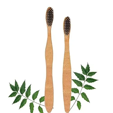 Organic Neem Tooth Brush, Wooden Toothbrush For Adult And Kids(Pack Of 2)