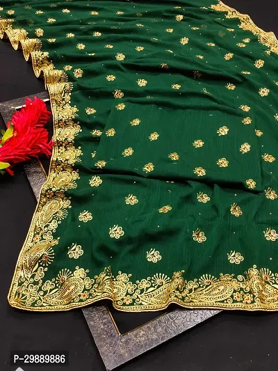 Beautiful Georgette Embroidered Saree With Blouse Piece