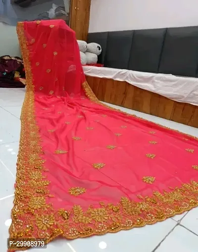 Beautiful Georgette Embroidery Saree With Blouse Piece