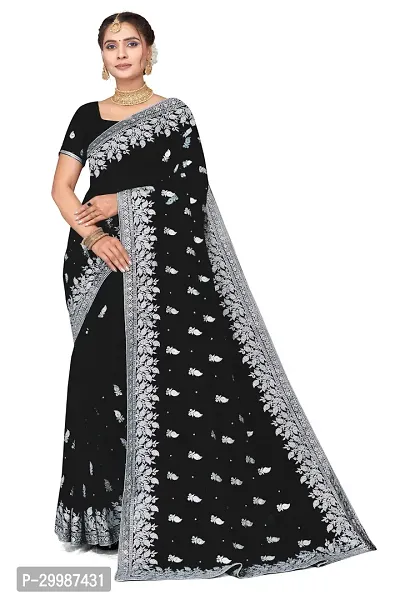 Beautiful Georgette Embroidery Saree with Blouse Piece