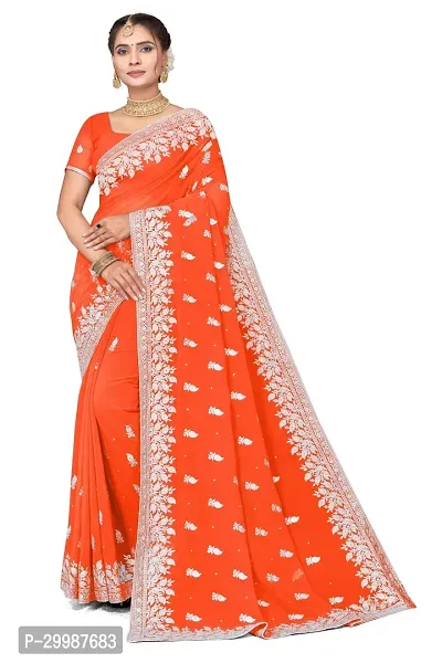 Beautiful Georgette Embroidery Saree with Blouse Piece