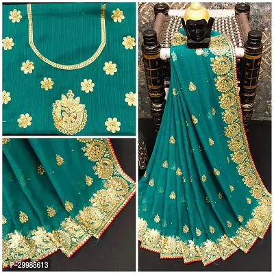 Beautiful Georgette Embroidery Saree with Blouse Piece