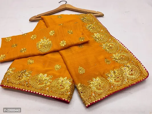 Beautiful Georgette Embroidery Saree with Blouse Piece