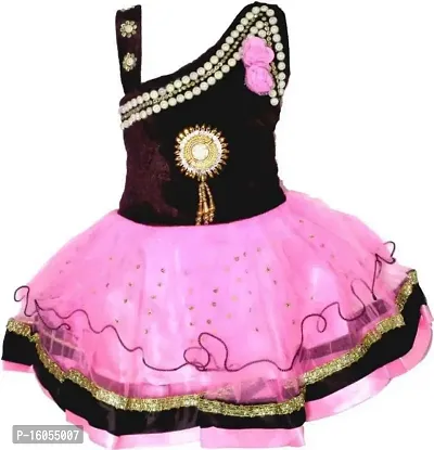 APNA COLLECTION Baby Girls Midi/Knee Length Sleeveless Festive/Wedding Dress (6-12 Months, Pink)