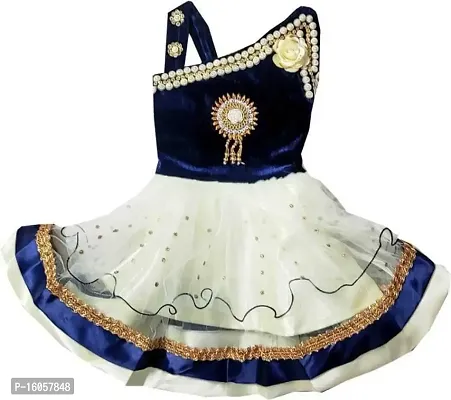 APNA COLLECTION Baby Girls Midi/Knee Length Sleeveless Festive/Wedding Dress (6-12 Months, Blue)