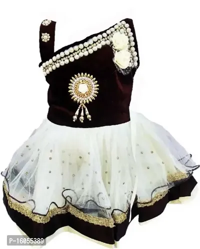 APNA COLLECTION Baby Girls Midi/Knee Length Sleeveless Festive/Wedding Dress (6-12 Months, Brown)