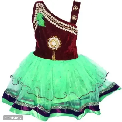 APNA COLLECTION Baby Girls Midi/Knee Length Sleeveless Festive/Wedding Dress (6-12 Months, Green)