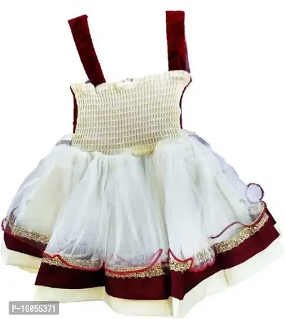 APNA COLLECTION Baby Girls Midi/Knee Length Sleeveless Festive/Wedding Dress (6-12 Months, Maroon)-thumb2