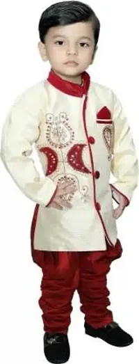 Stylish Beige Crepe  Sherwanis For Boys