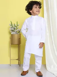 White Cotton Kurta Pyjama-thumb1