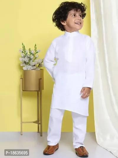 White Cotton Kurta Pyjama-thumb2