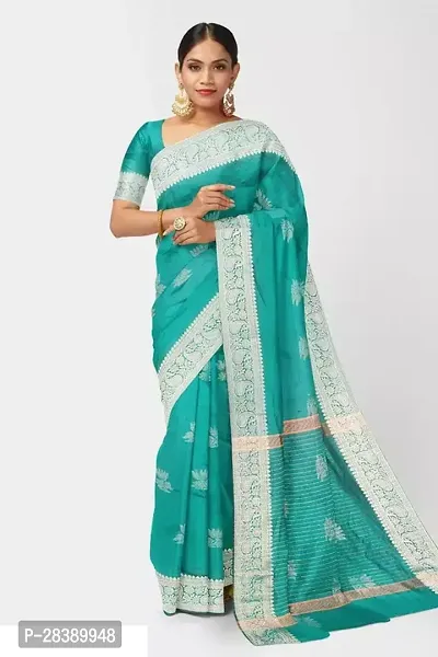 Classic Silk Blend Saree with Blouse piece-thumb0