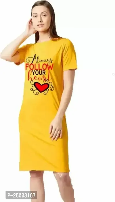 Stylish Yellow Cotton Nightdress For Women