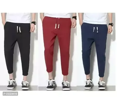Elegant Polycotton Solid Regular Track Pants For Men-Pack Of 3