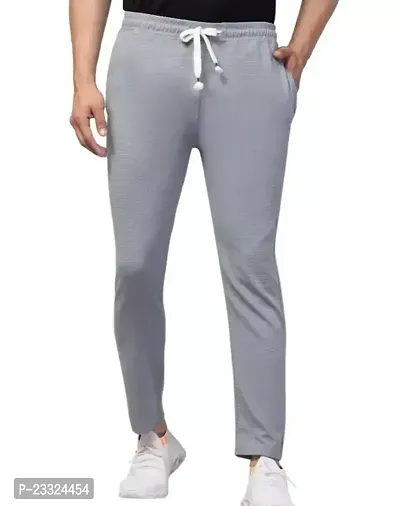 Elegant Grey Polycotton Solid Regular Track Pants For Men