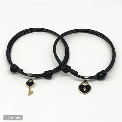 Elegant Black Alloy Bracelet For Women Pack Of 2-thumb0