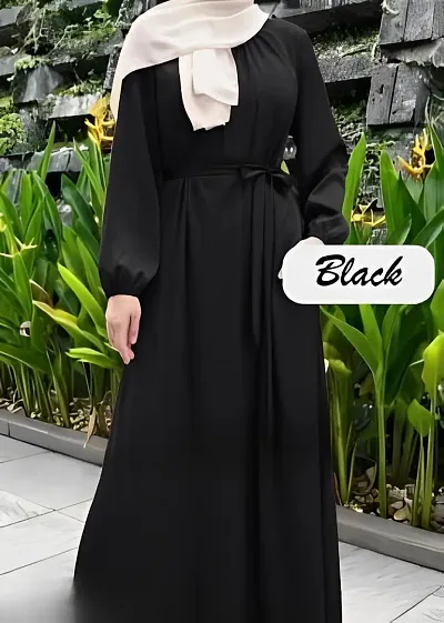 Elegant Cotton Blend Solid Abaya for Women