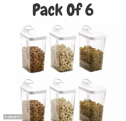 Plastic Cereal Dispenser Storage Jar with Lid for Cereals Rice and Pulses Dry Fruit Grocery Pack of 6